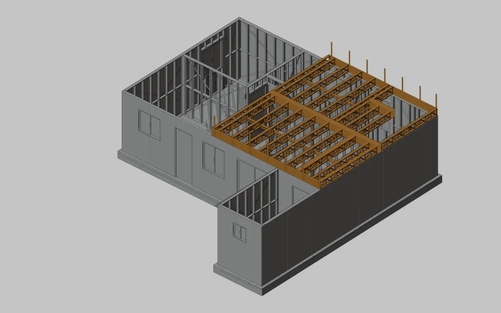 Cerchas del entrepiso en perspectiva