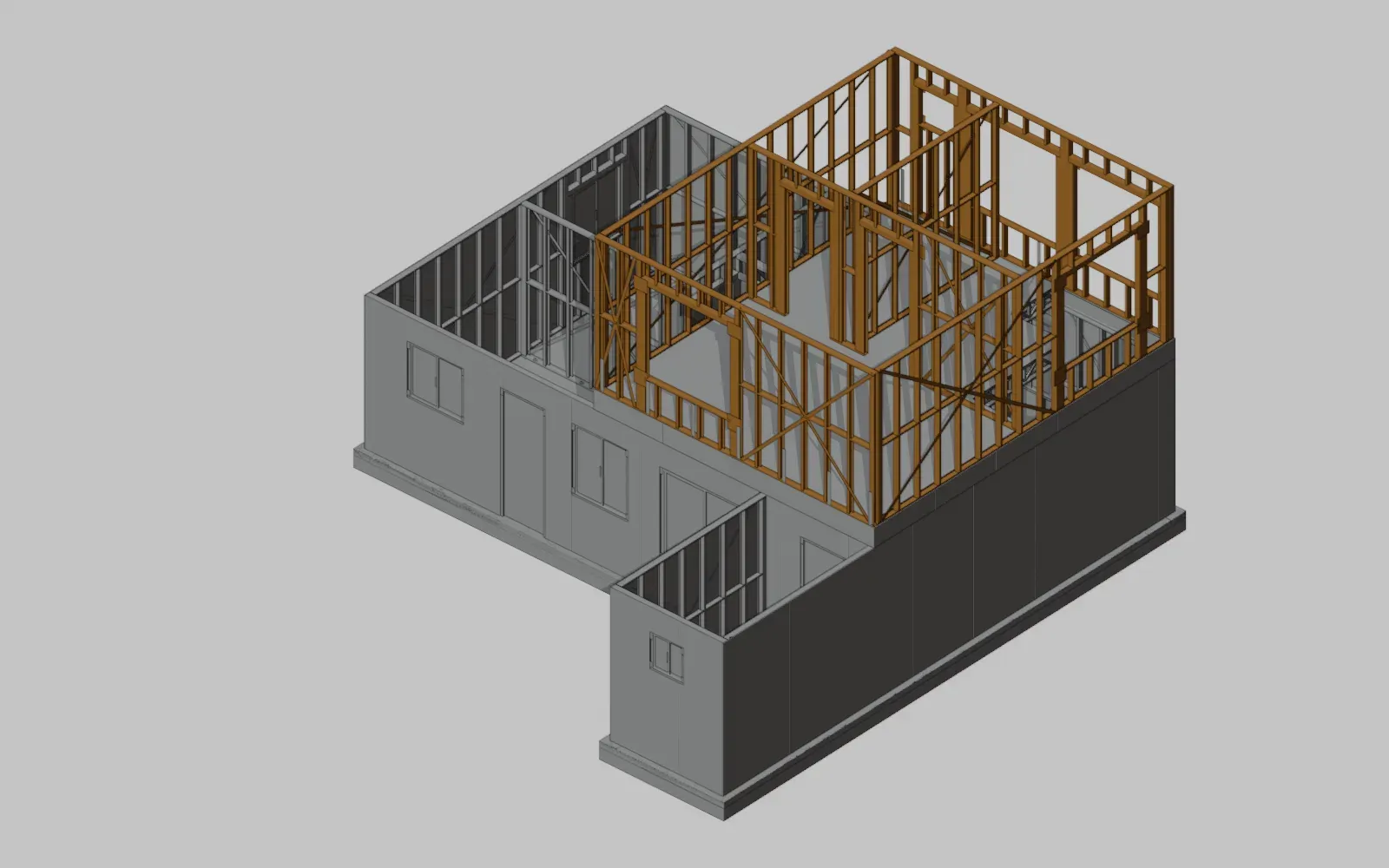 Estructura del segundo piso en perspectiva
